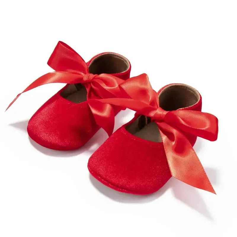 Baby Girl Ribbon Bow Velvet Shoes