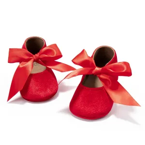 Baby Girl Ribbon Bow Velvet Shoes