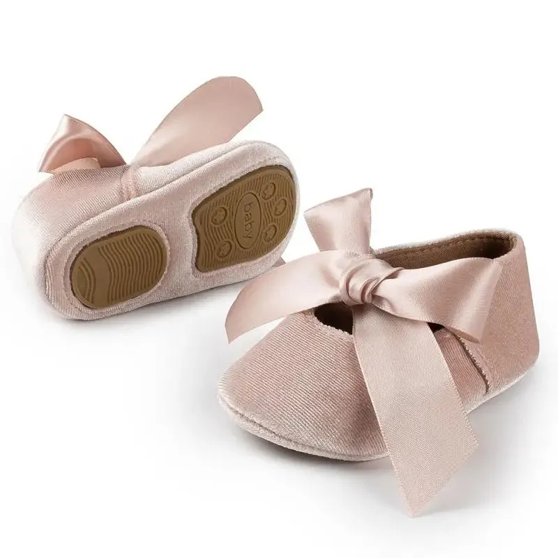 Baby Girl Ribbon Bow Velvet Shoes