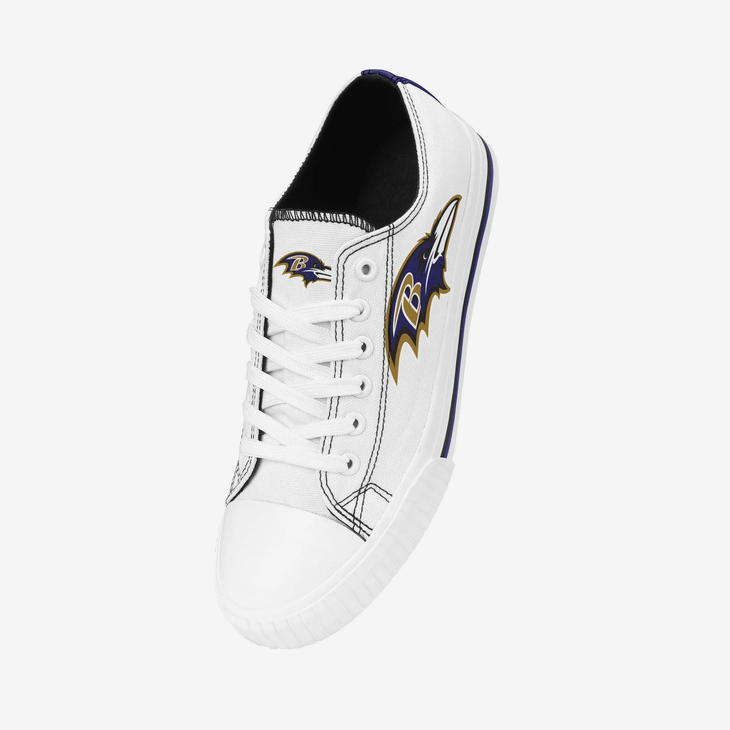 Baltimore Ravens Womens Big Logo Low Top White Canvas Shoes