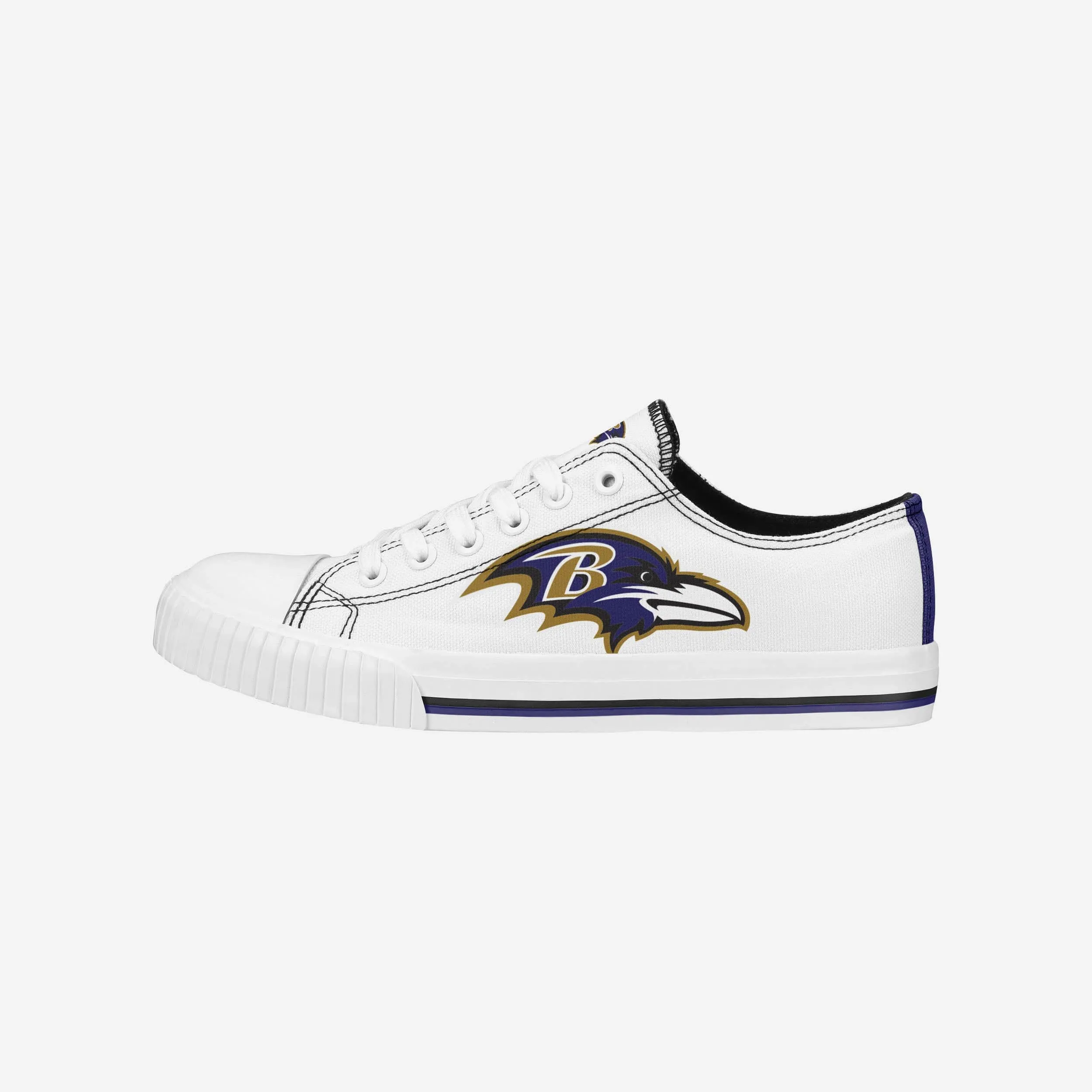 Baltimore Ravens Womens Big Logo Low Top White Canvas Shoes