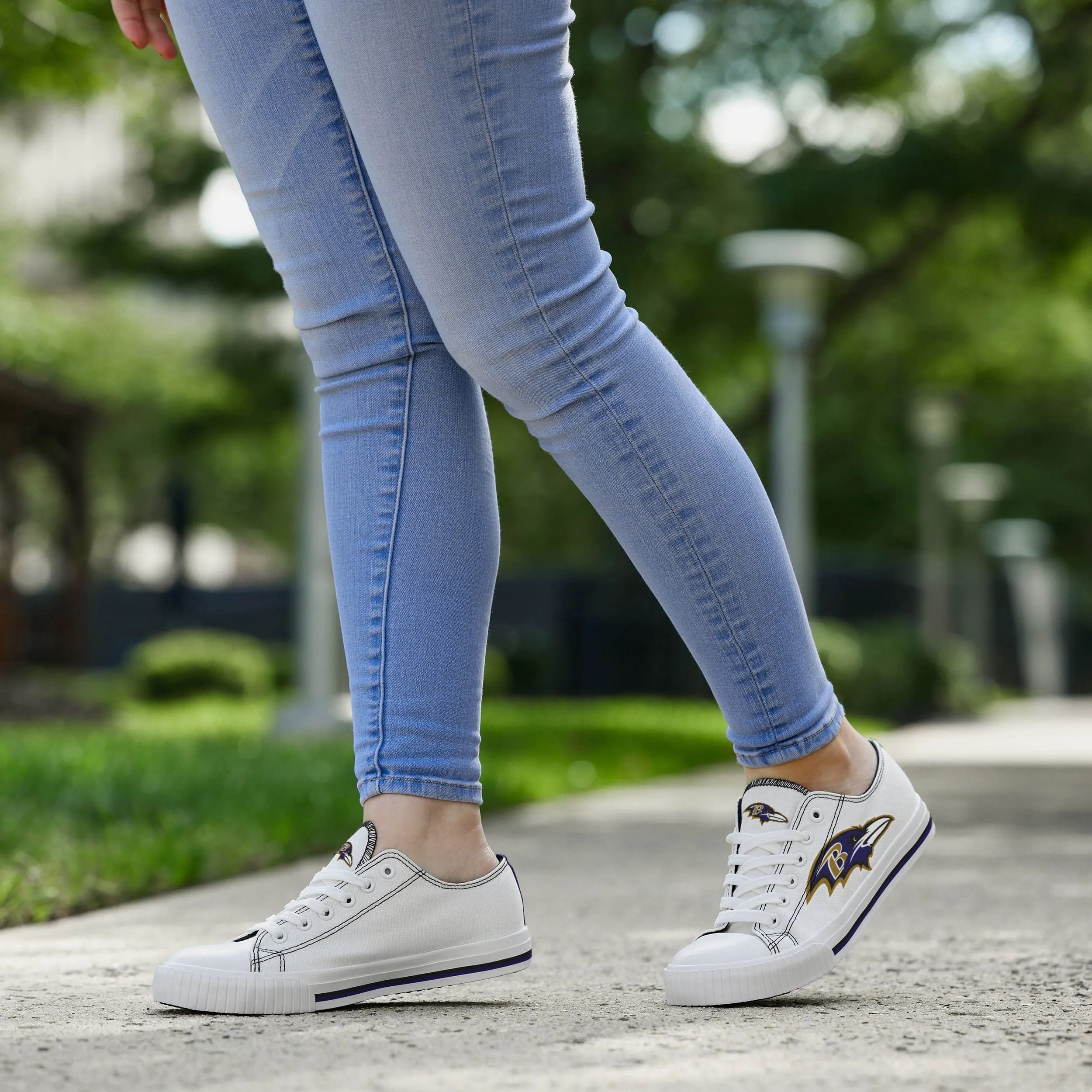 Baltimore Ravens Womens Big Logo Low Top White Canvas Shoes