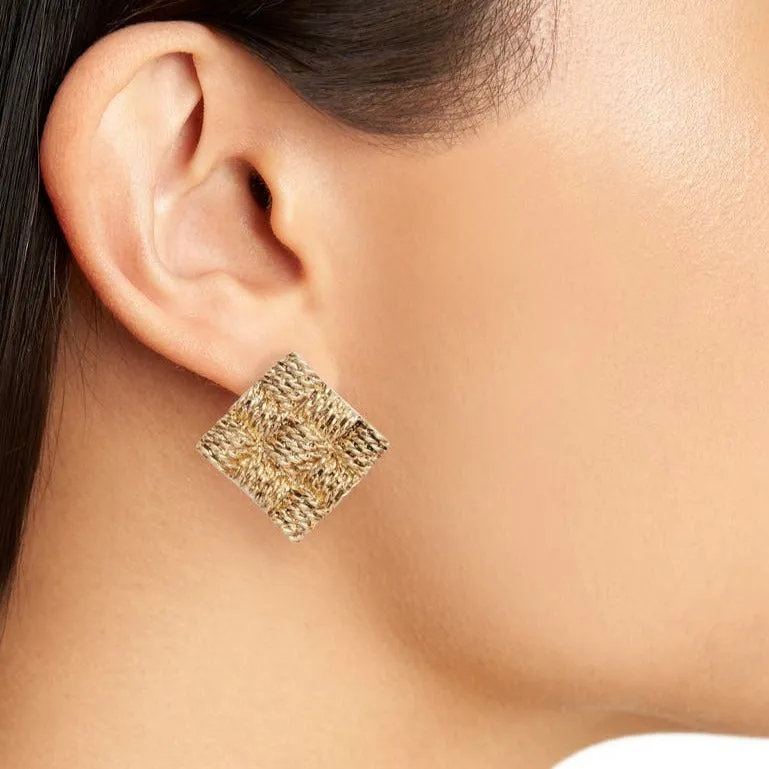 Basketweave Clip Earrings