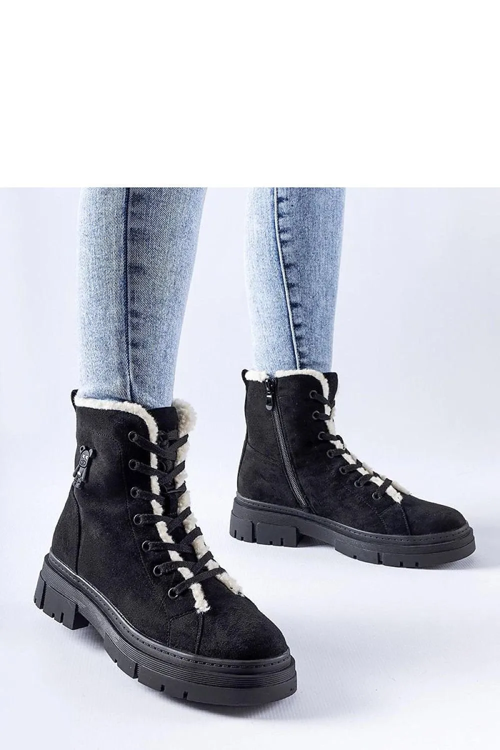 Black eco-suede insulated boots