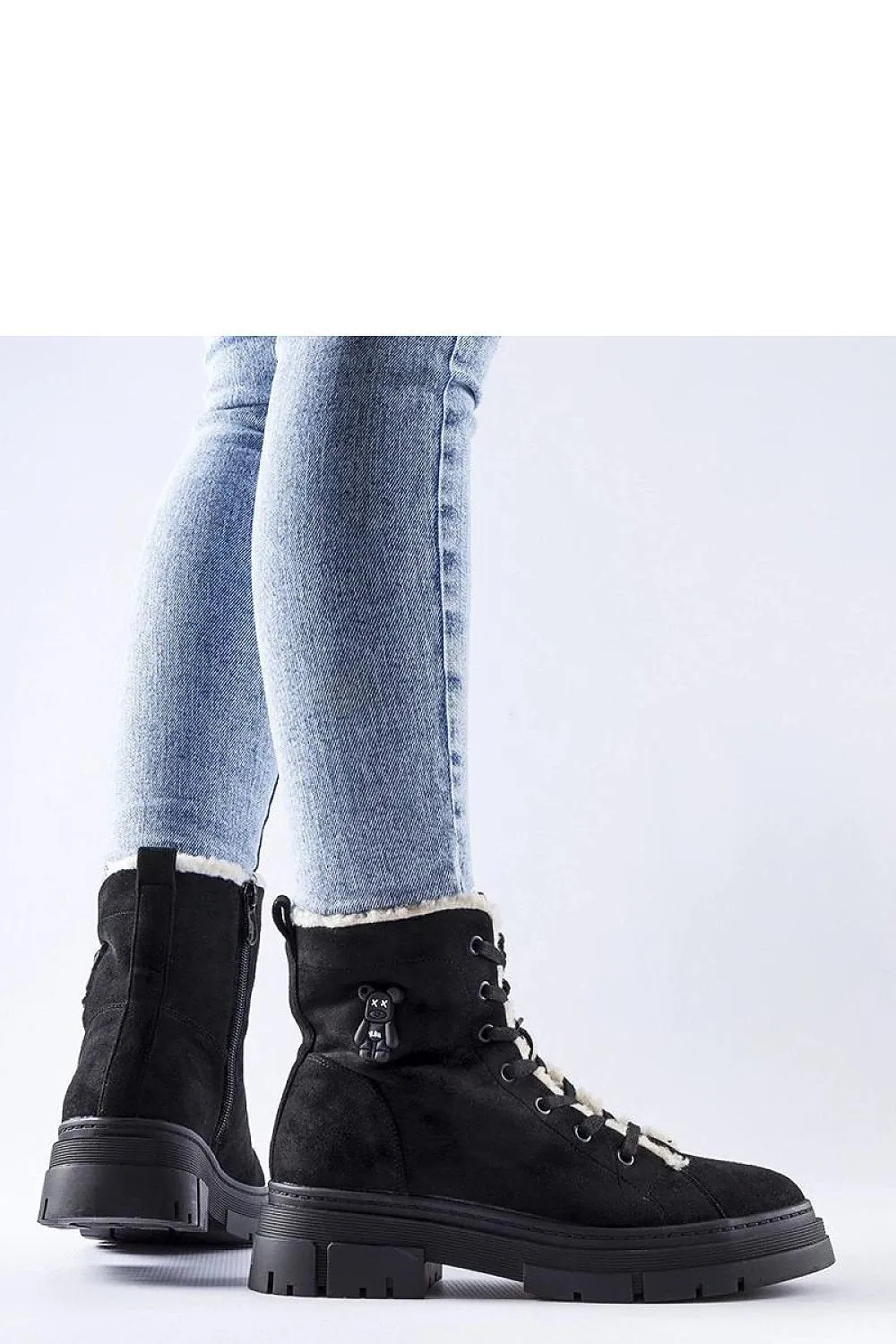 Black eco-suede insulated boots