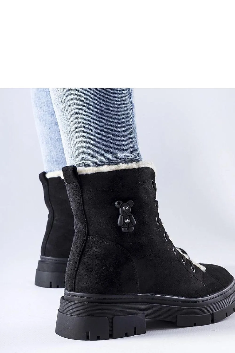 Black eco-suede insulated boots