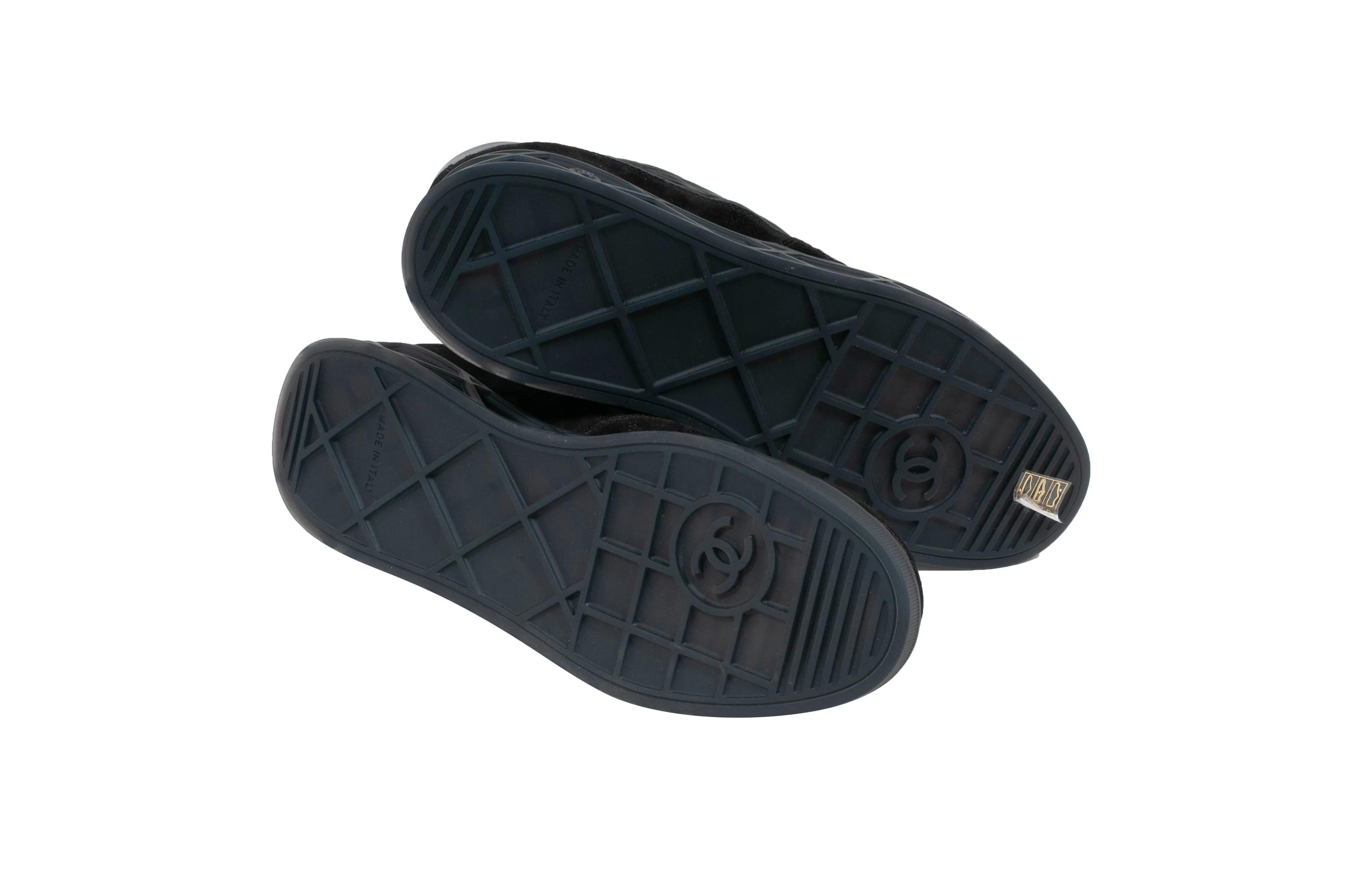 Black Suede Quilted Low Tops