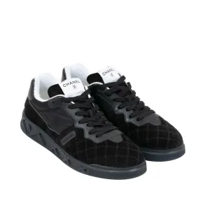 Black Suede Quilted Low Tops