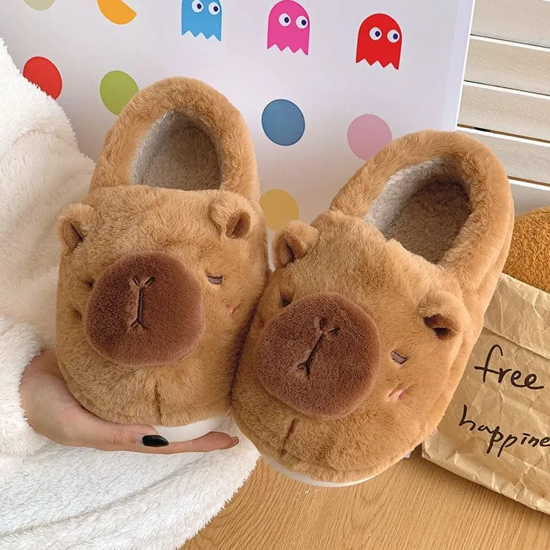 Brown Capibara Cotton Warm Slippers