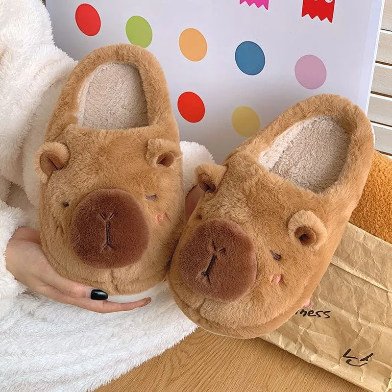 Brown Capibara Cotton Warm Slippers