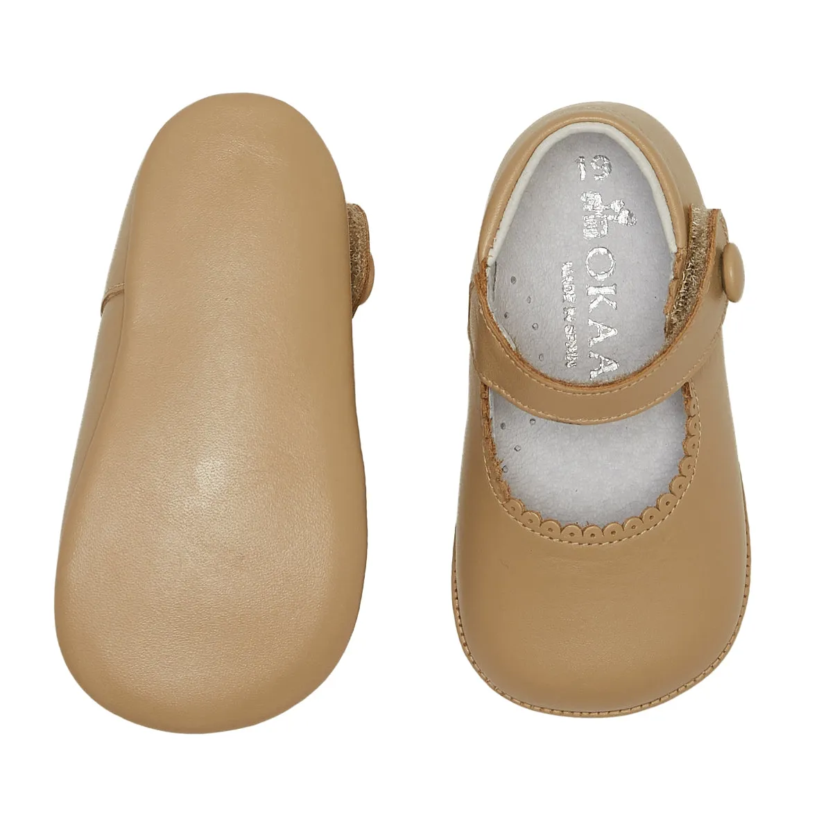 CAMEL MARY-JANE PRAM SHOES