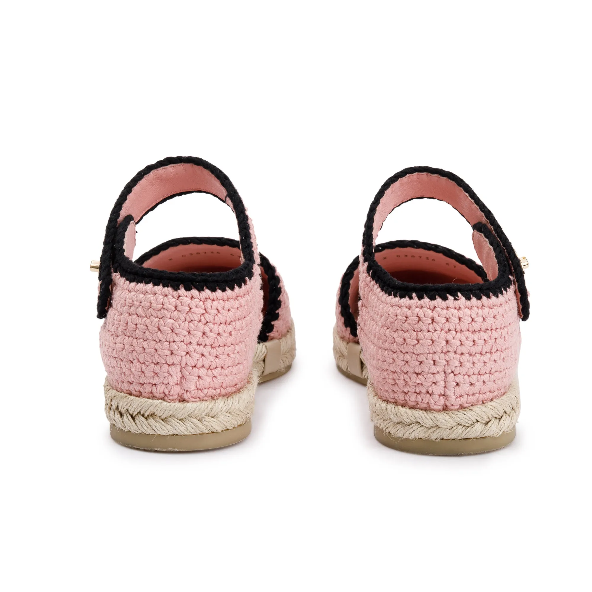 Chanel 2022 Pink/Black Braided Knit Interlocking CC Logo Ankle Strap Espadrilles, Size 41 w/ Box & Receipt