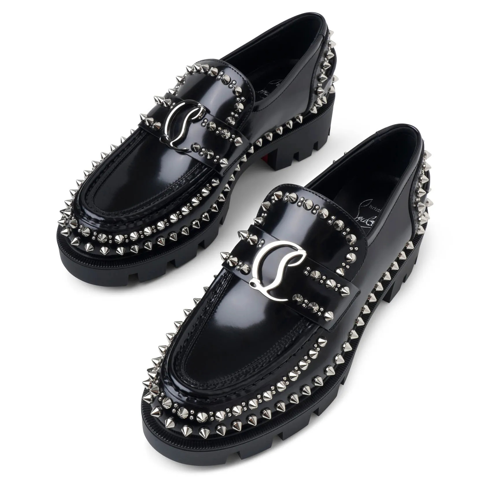CL Moc black spikes leather flats