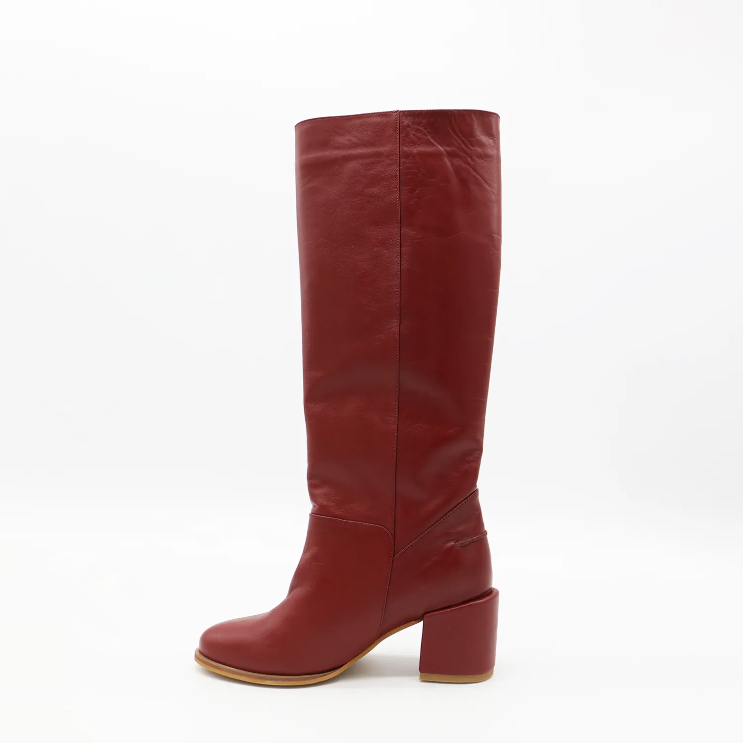 Cleo Red Leather Knee-High Boots