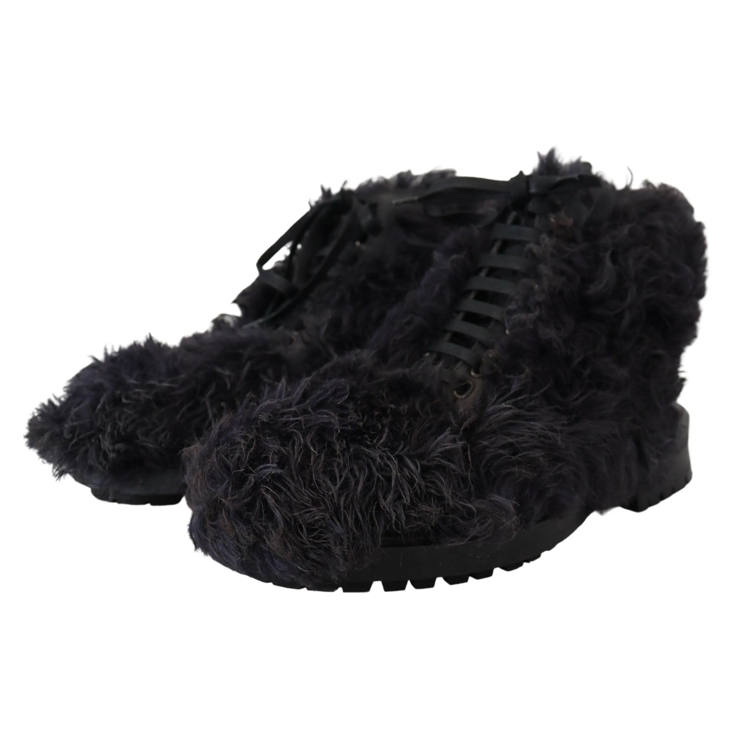 Dolce & Gabbana Black Leather Shearling Ankle Boots