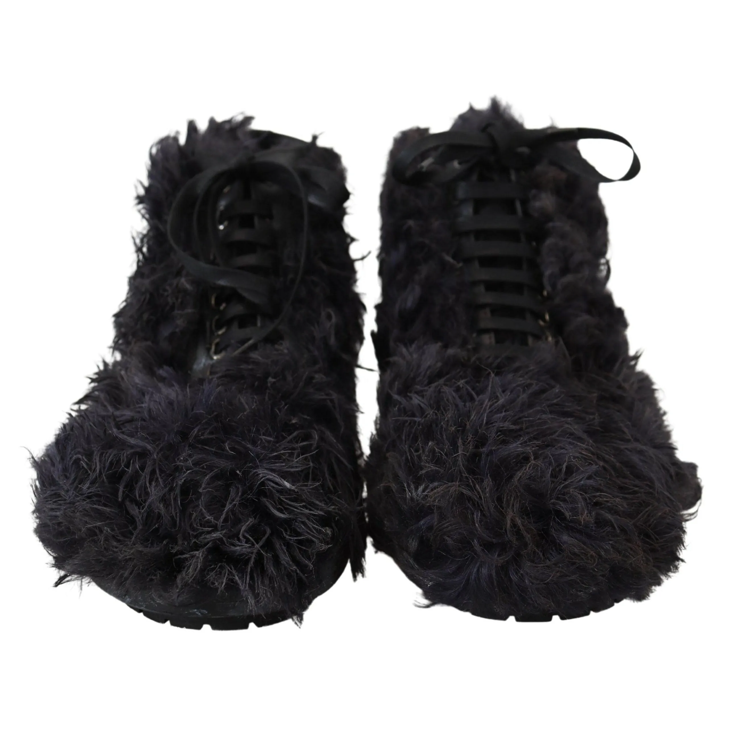 Dolce & Gabbana Black Leather Shearling Ankle Boots