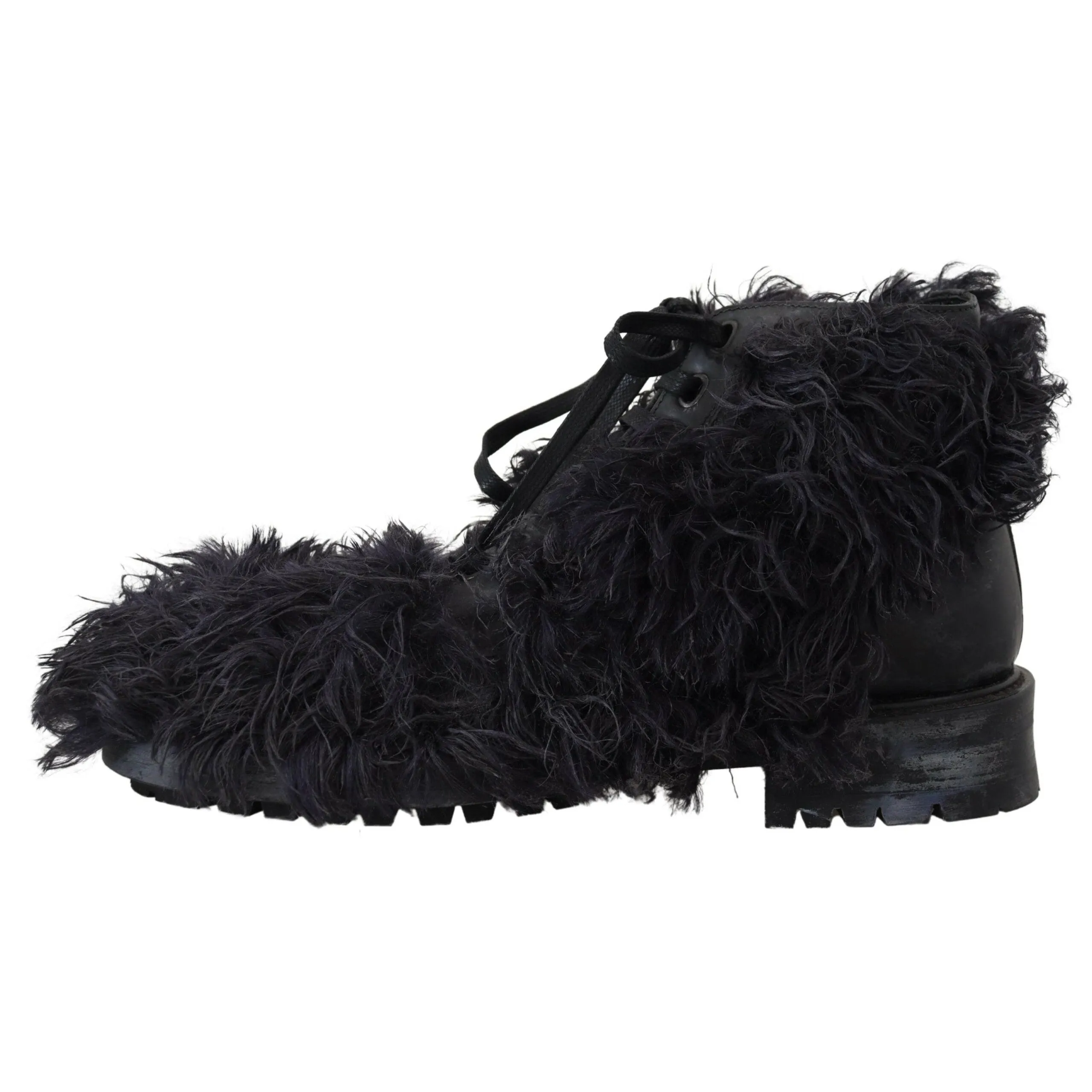Dolce & Gabbana Black Leather Shearling Ankle Boots