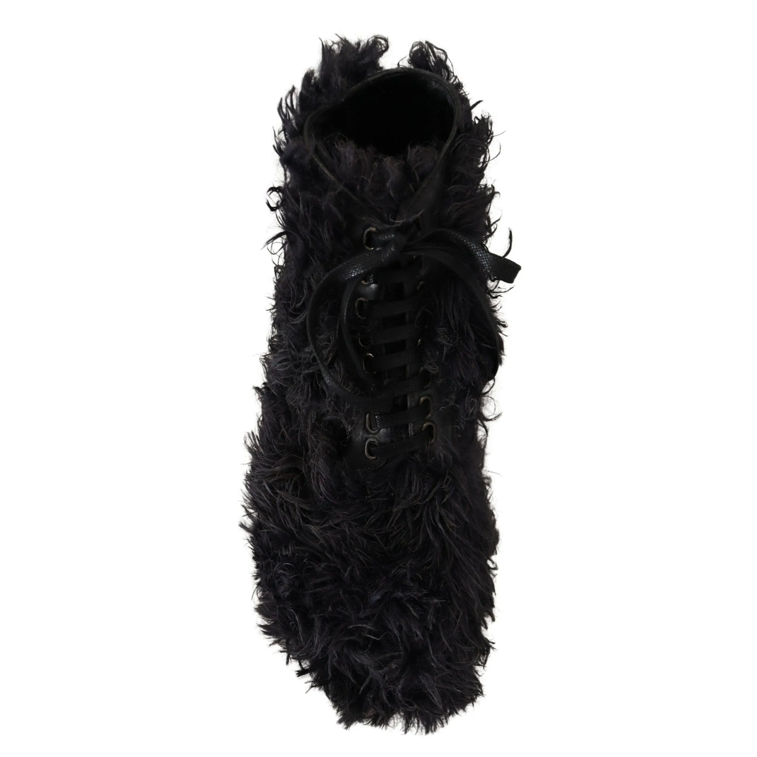 Dolce & Gabbana Black Leather Shearling Ankle Boots
