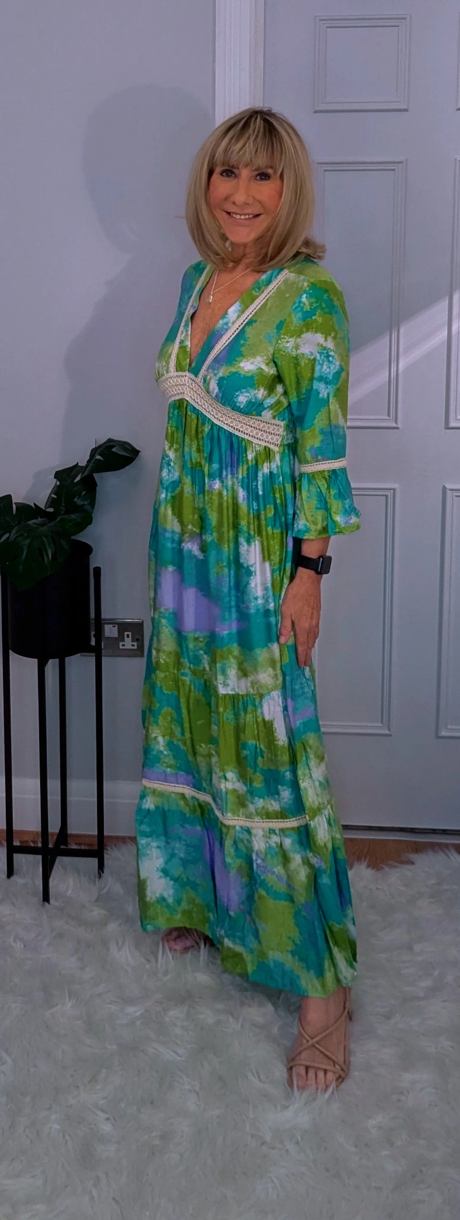 Emilie Tie-Dye Dress Green
