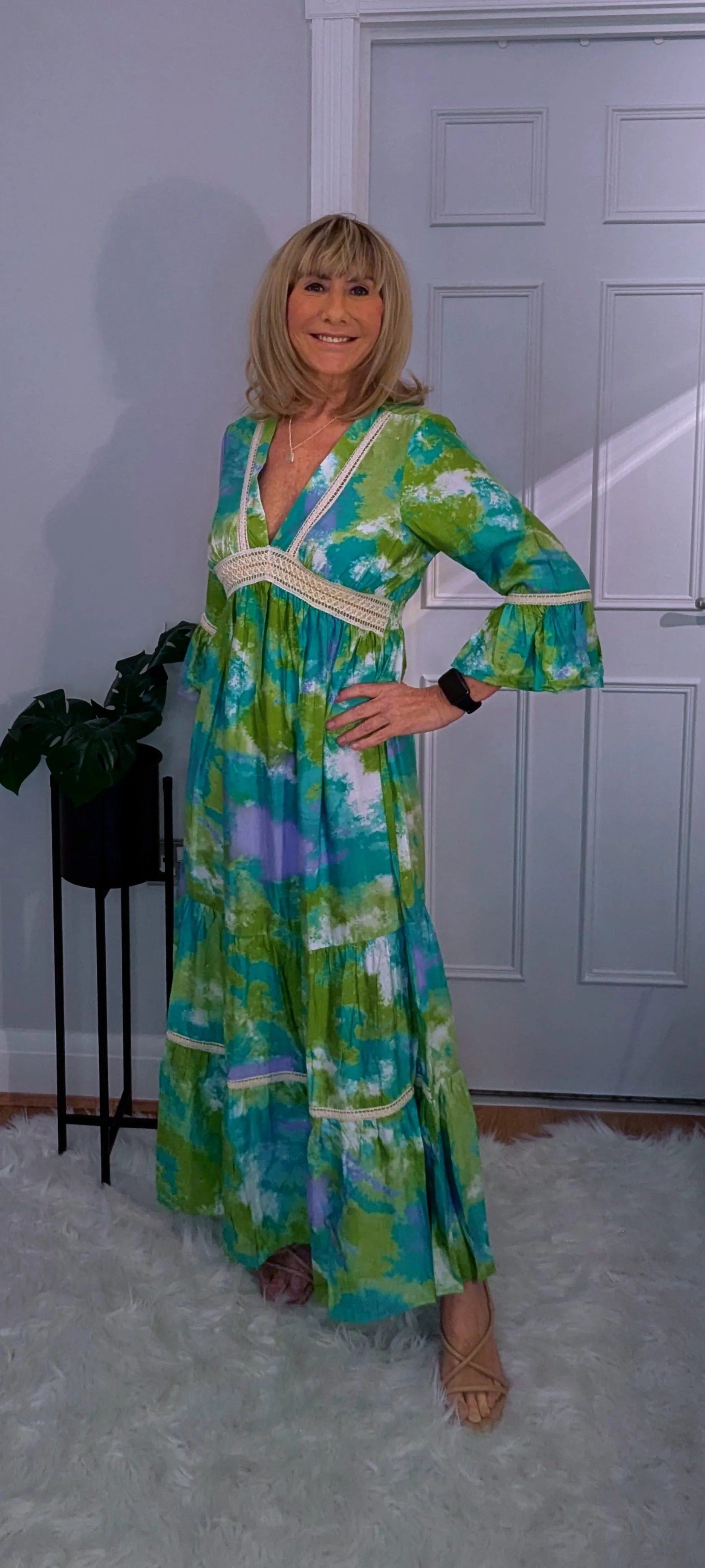 Emilie Tie-Dye Dress Green