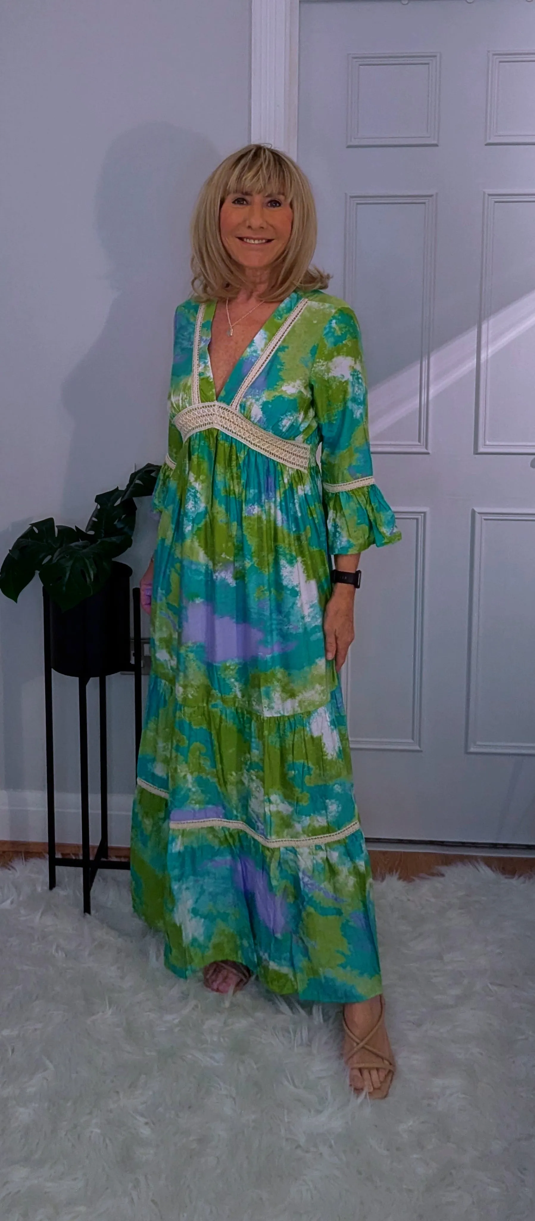 Emilie Tie-Dye Dress Green