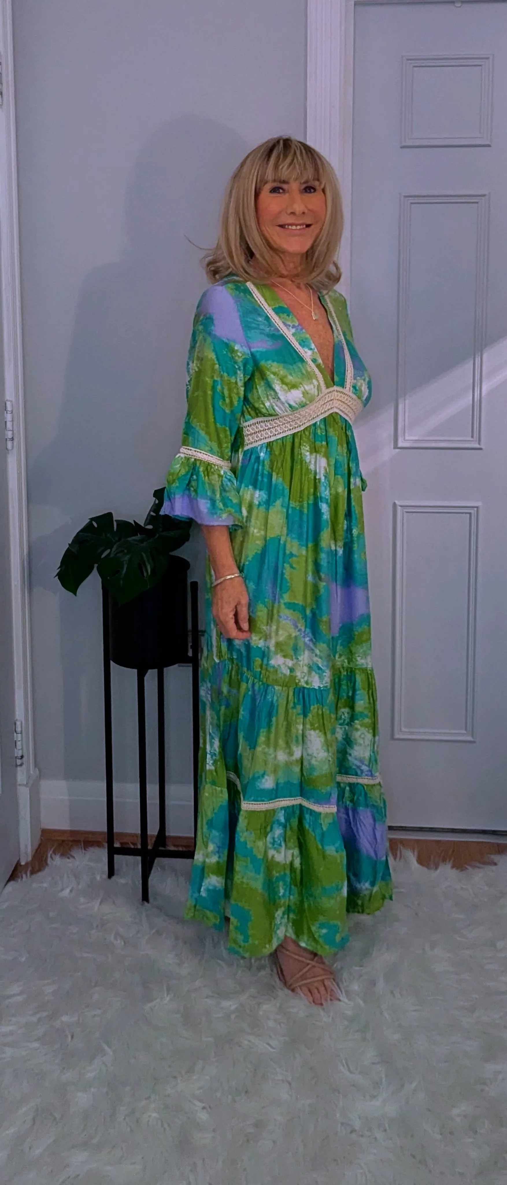 Emilie Tie-Dye Dress Green