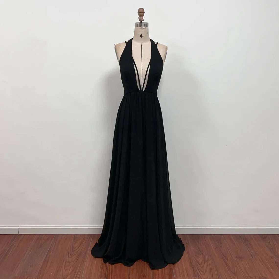Estrella Black Dress Formal Gown Backless Prom Dress