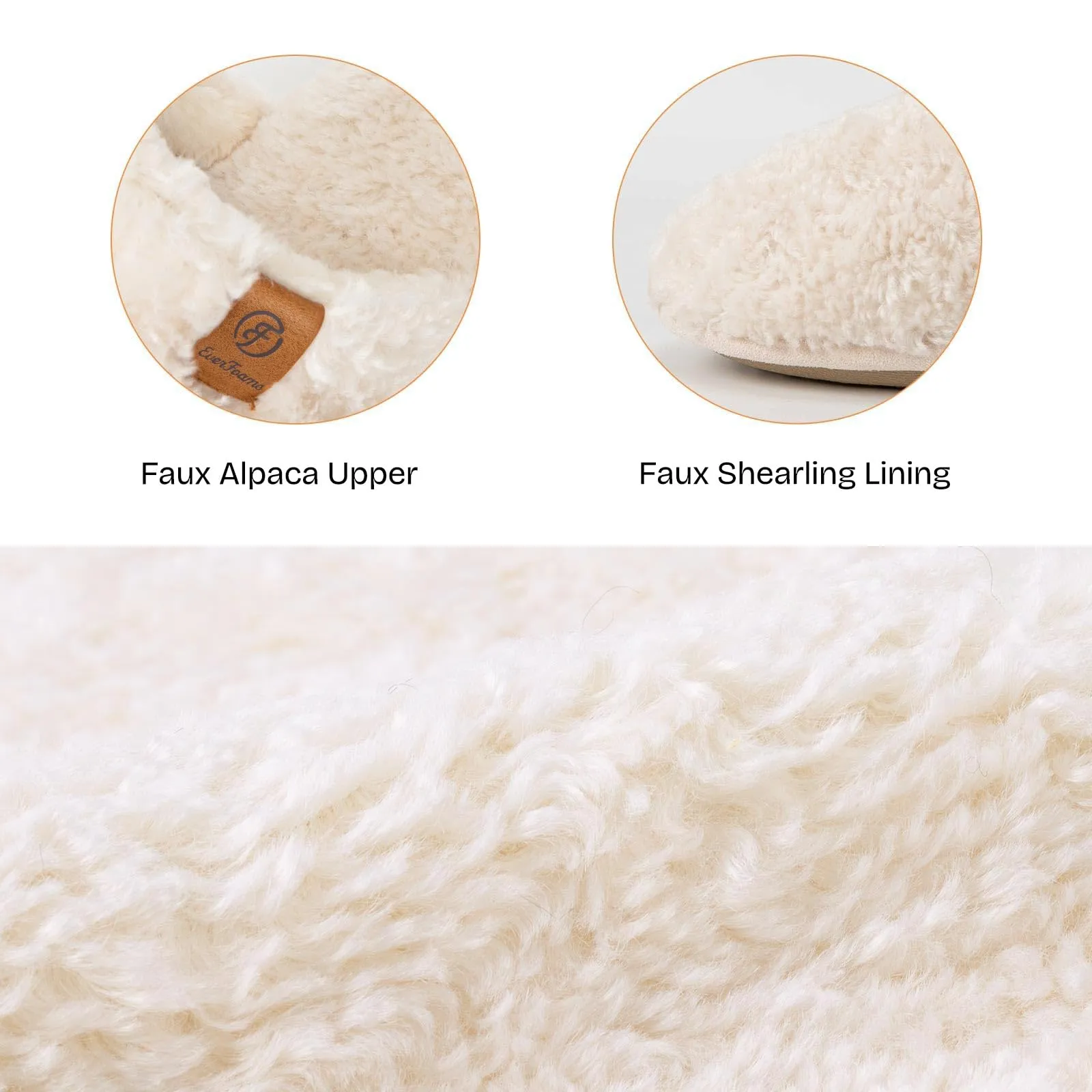 EverFoams Women's Fuzzy Slip-on Slippers Warm Cozy Soft Lightweight Memory Foam Indoor House Shoes Cream White, 7-8 US