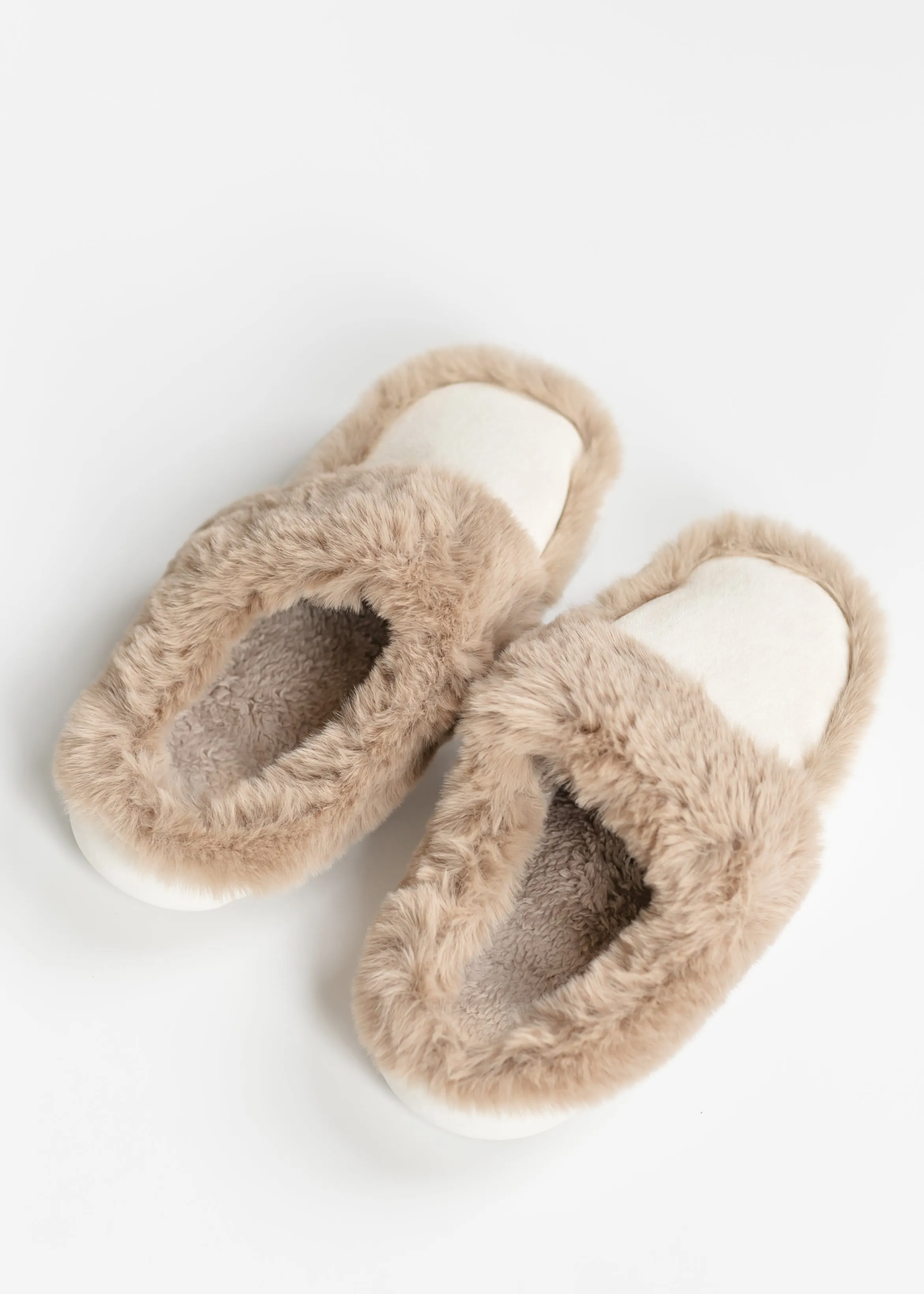 Faux Suede Fuzzy Slippers
