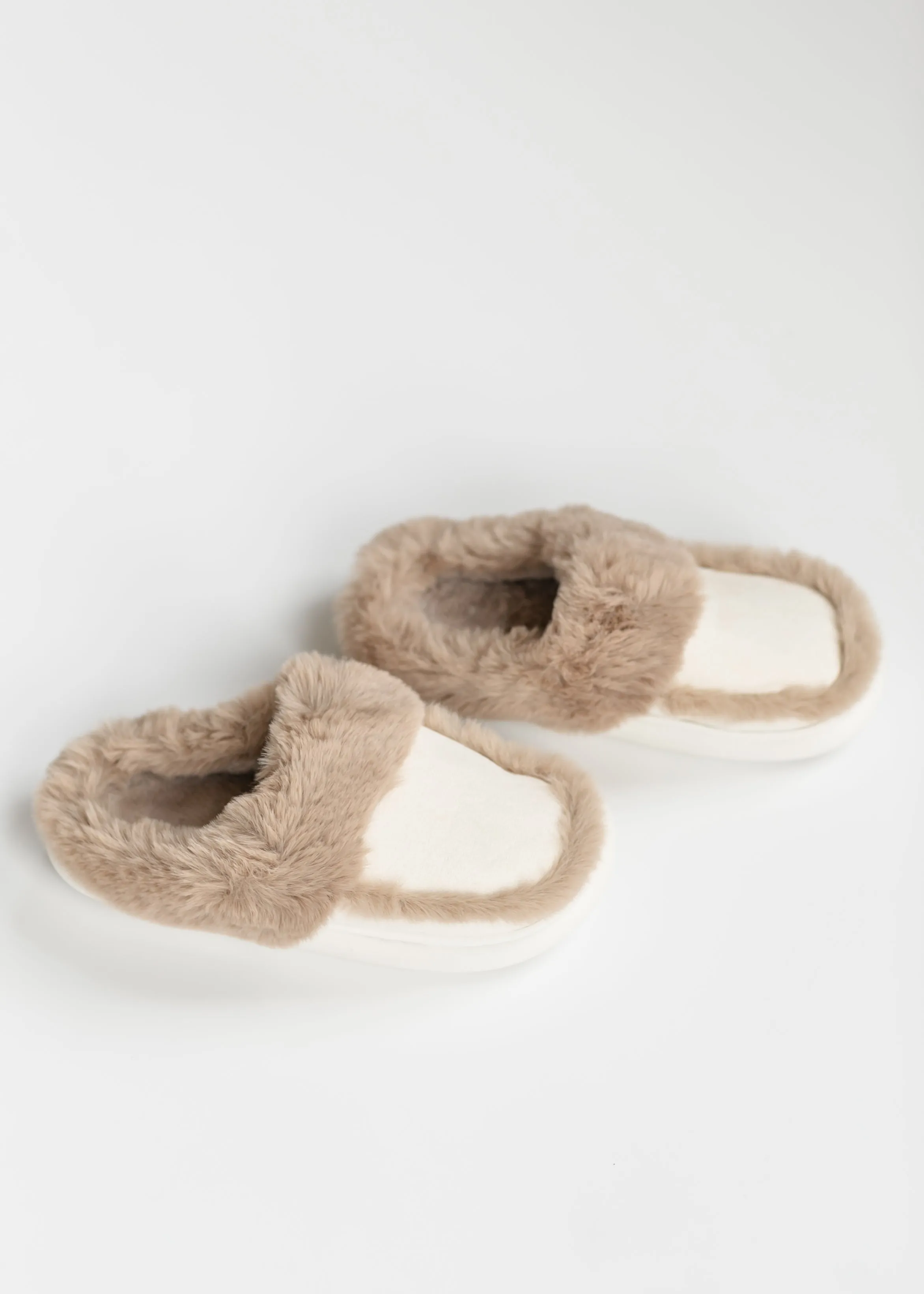 Faux Suede Fuzzy Slippers