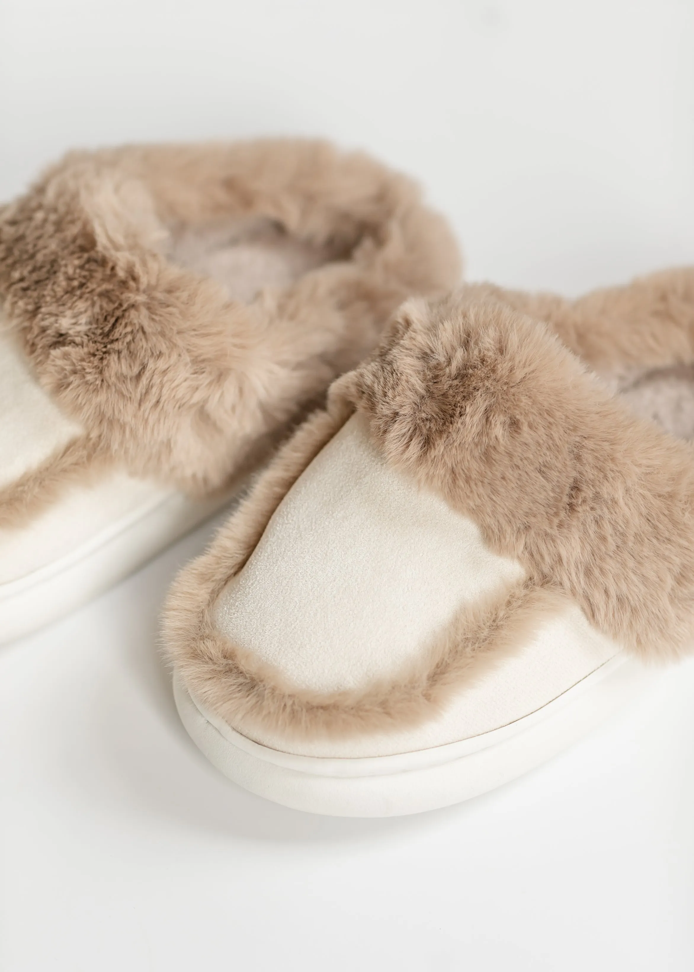 Faux Suede Fuzzy Slippers