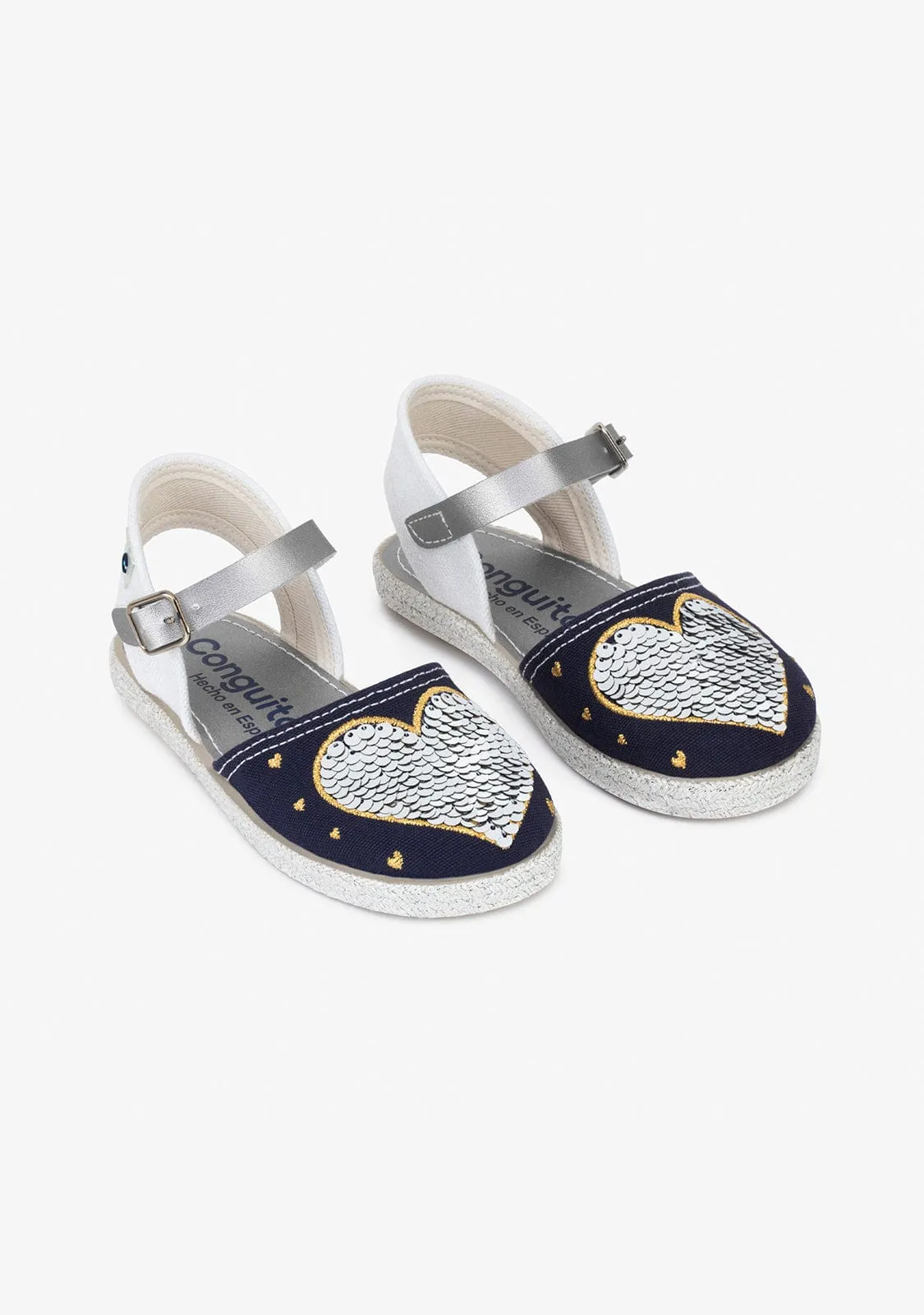 Girl's Heart Reversible Sequins Espadrilles