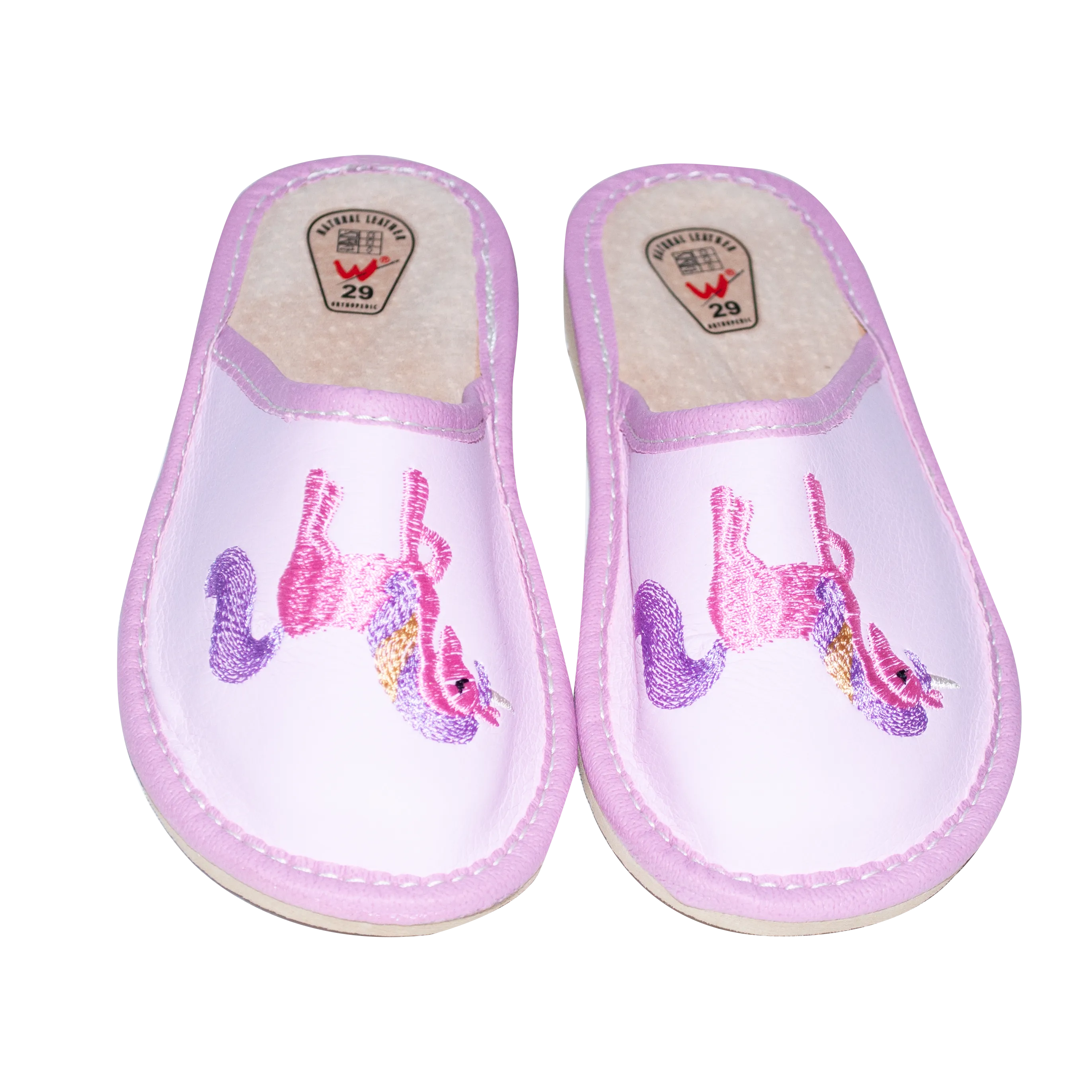 Girl's Pink Slippers with Unicorn Print | WU-313