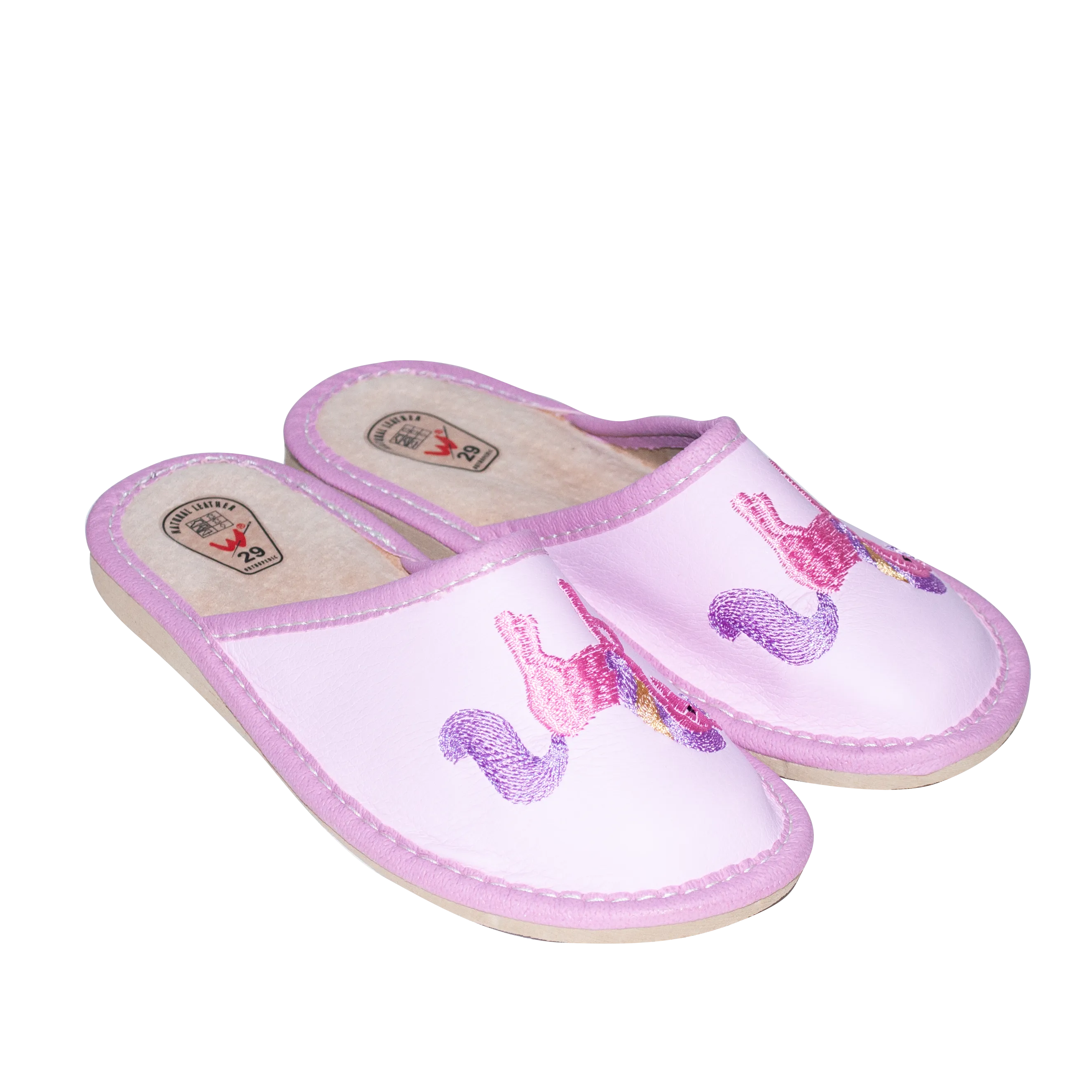 Girl's Pink Slippers with Unicorn Print | WU-313