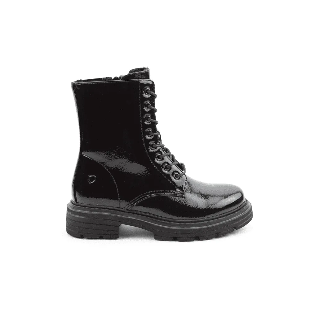 Heavenly Feet Delilah BLACK  Patent Vegan friendly lace boot