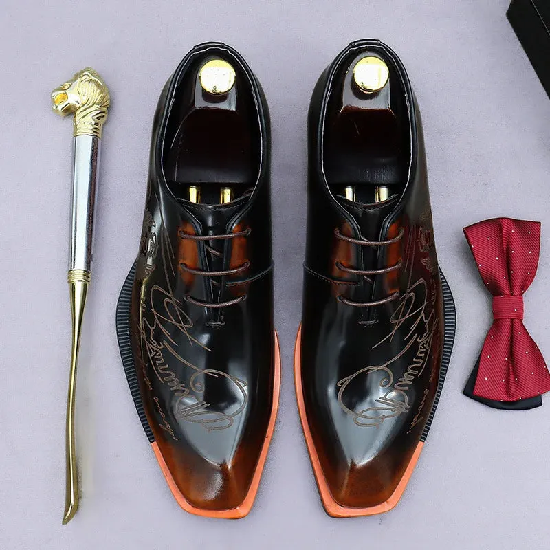 Italian Leather Men Dress Handmade pointed toe shoes