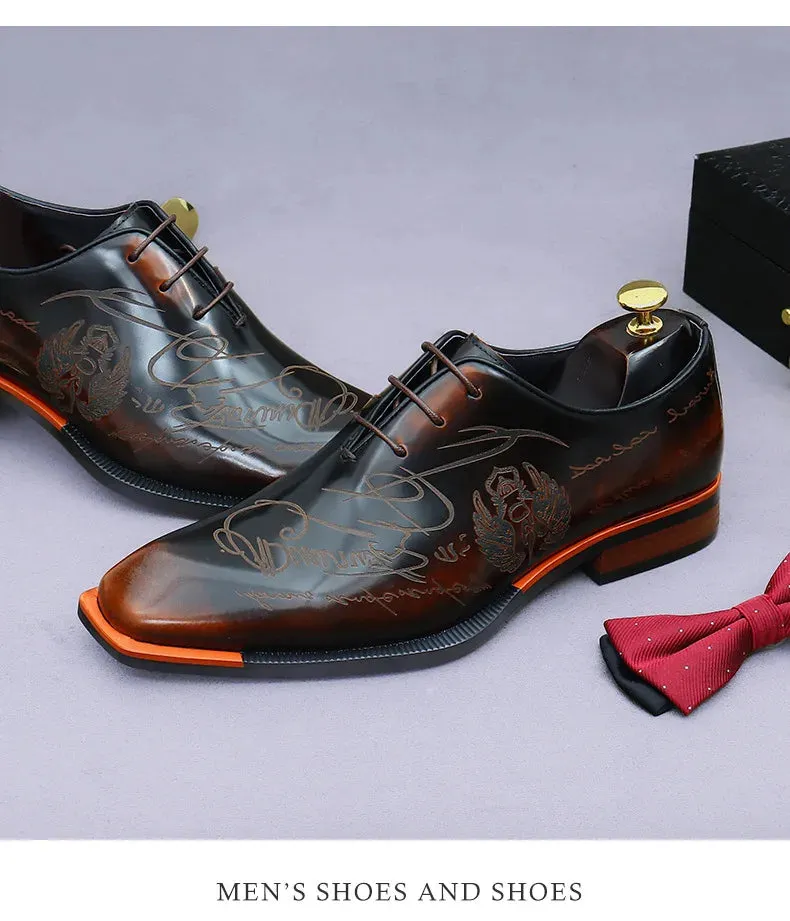 Italian Leather Men Dress Handmade pointed toe shoes