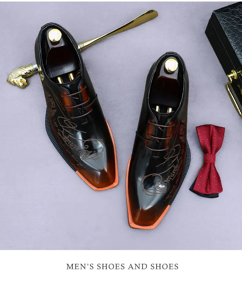 Italian Leather Men Dress Handmade pointed toe shoes