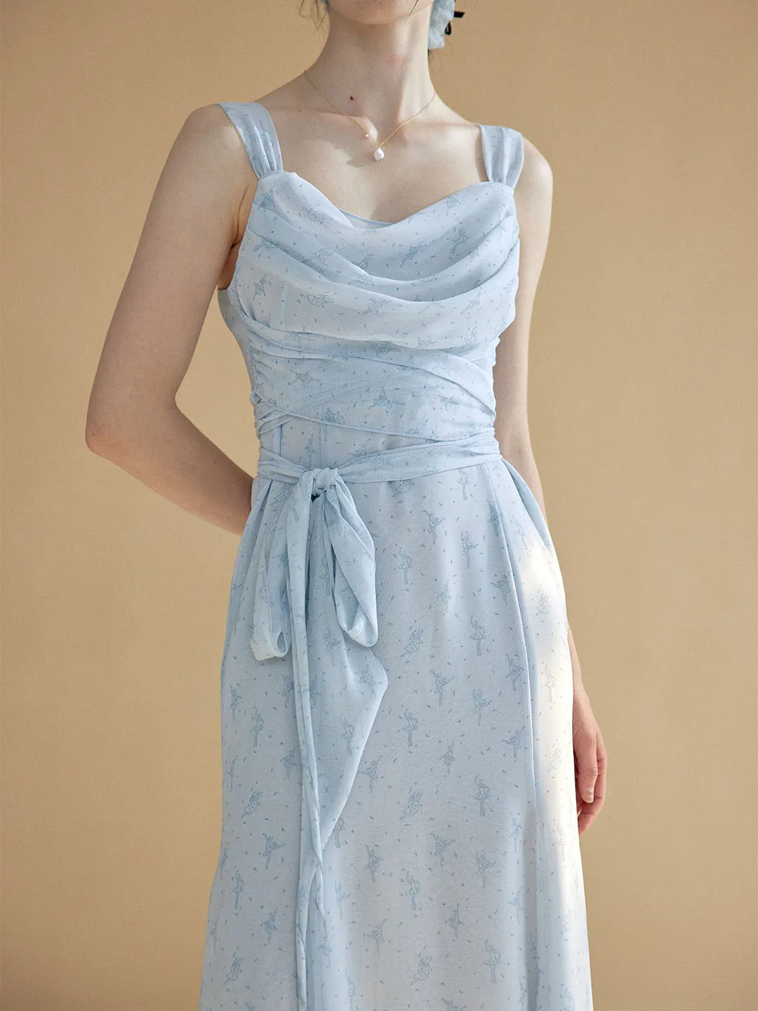 Jaylah Original Ballet Girl Print French Swing Neck Slip Dress