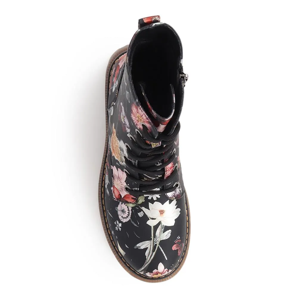 Lace-Up Floral Boots - PINYI40011 / 326 033