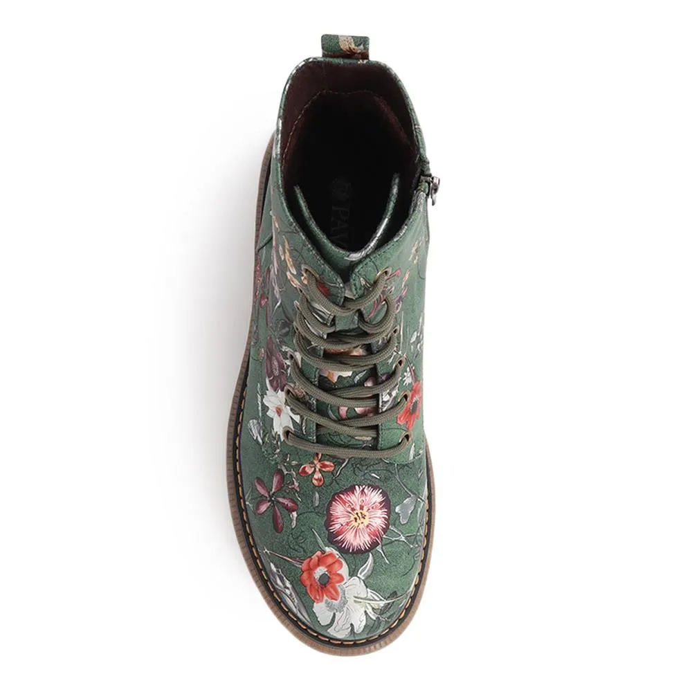 Lace-Up Floral Boots - PINYI40011 / 326 033