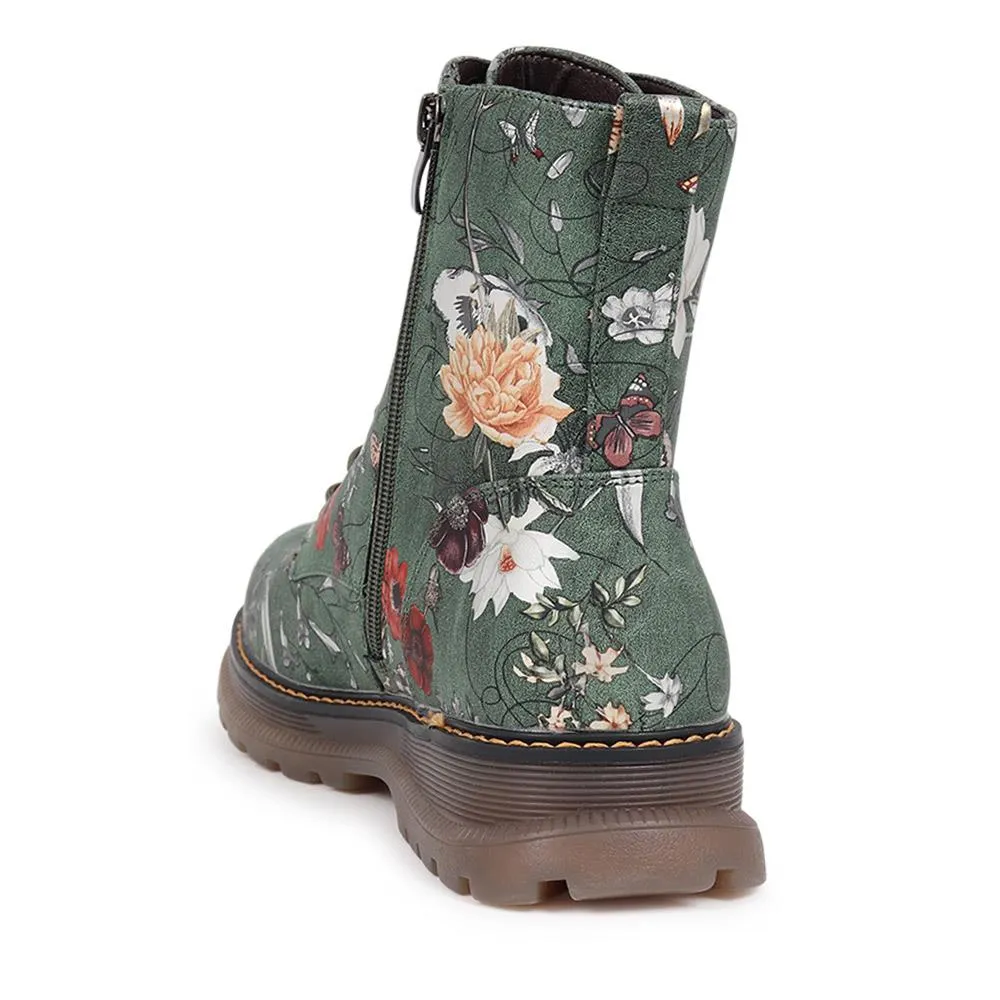 Lace-Up Floral Boots - PINYI40011 / 326 033