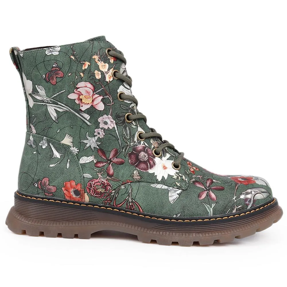 Lace-Up Floral Boots - PINYI40011 / 326 033