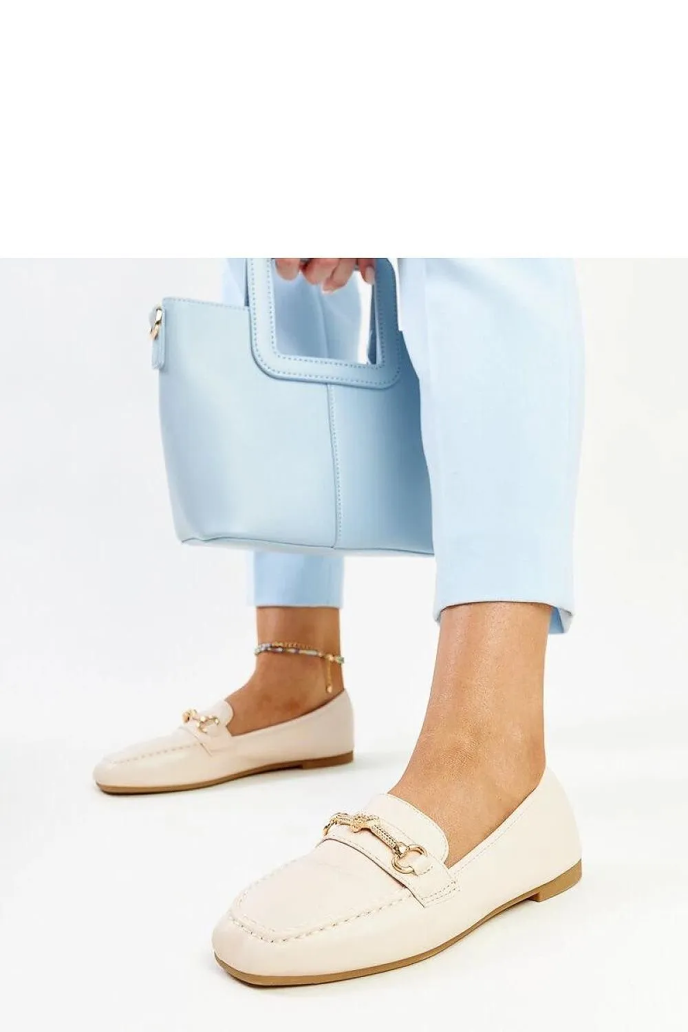 Light beige decorative moccasins
