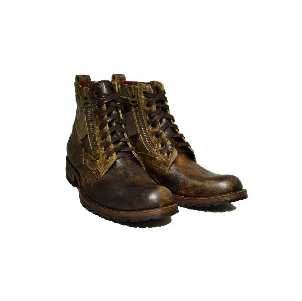 Men's Biker Boots Sendra 10111 Brown Vintage Leather available size 40