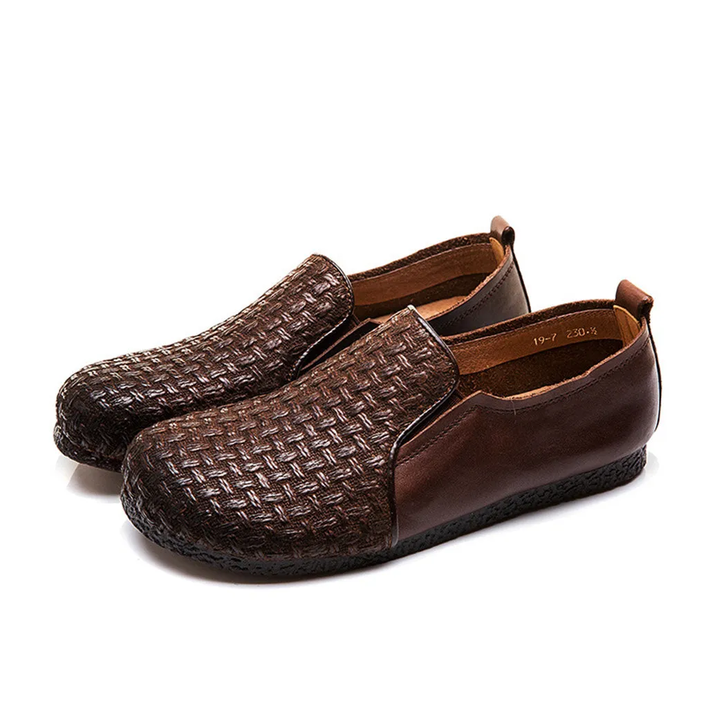 Modern leather woven design loafers