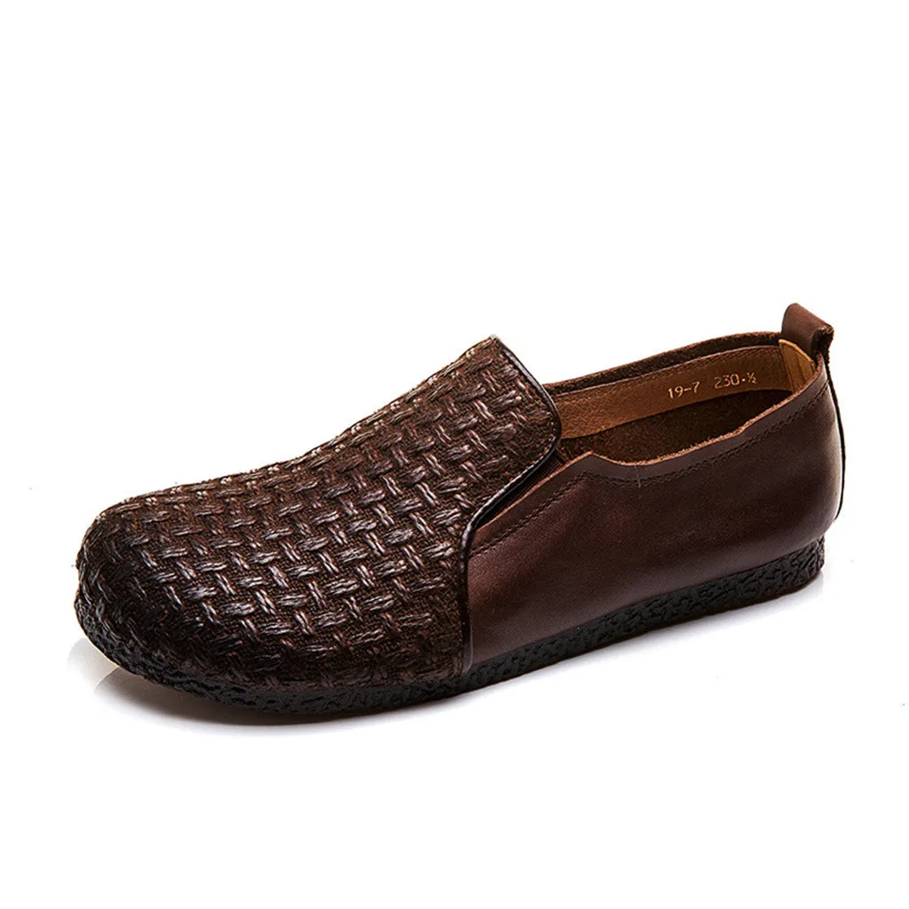 Modern leather woven design loafers
