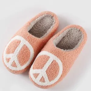 Peace Sign Sherpa Slippers
