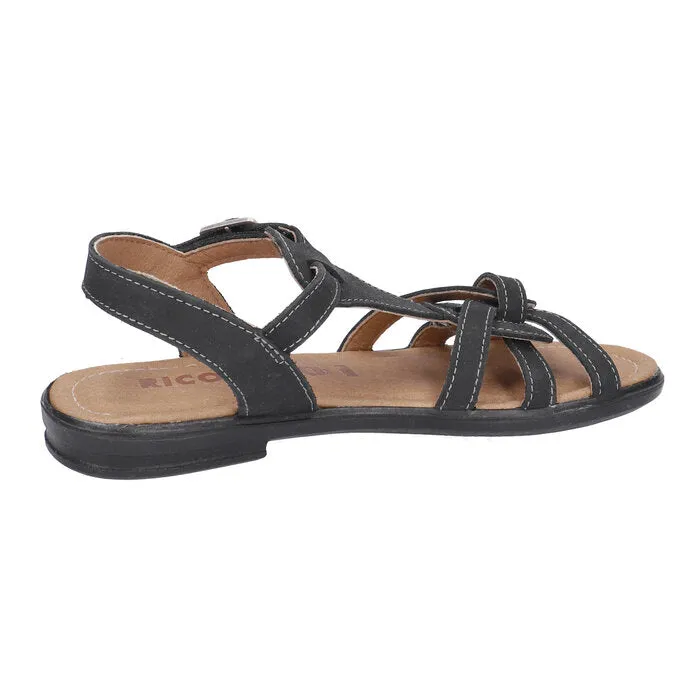 Ricosta Birte Black Leather Sandal