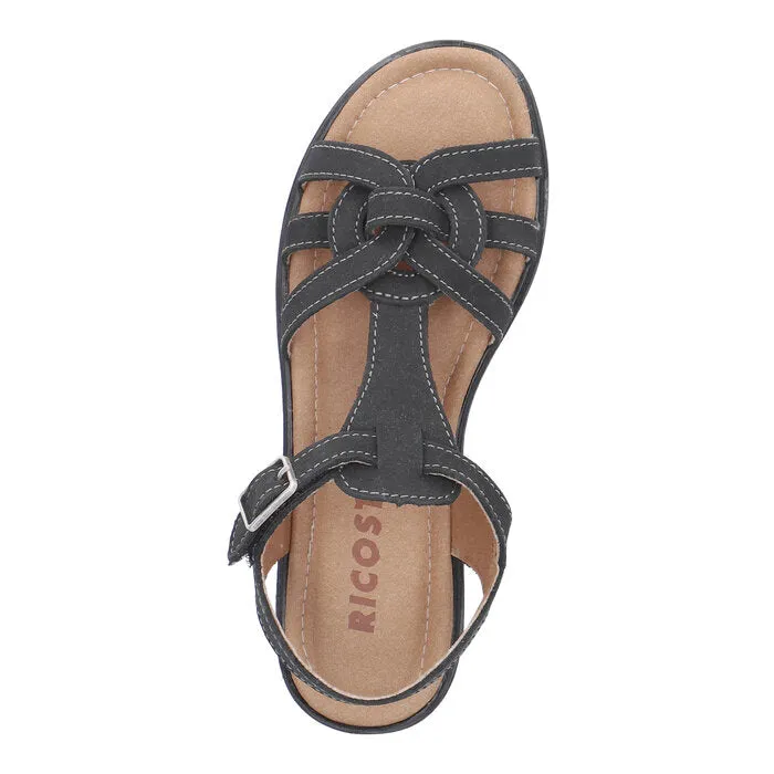 Ricosta Birte Black Leather Sandal
